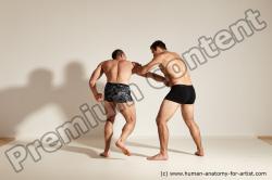 Underwear Fighting Man - Man White Moving poses Muscular Short Brown Dynamic poses Academic